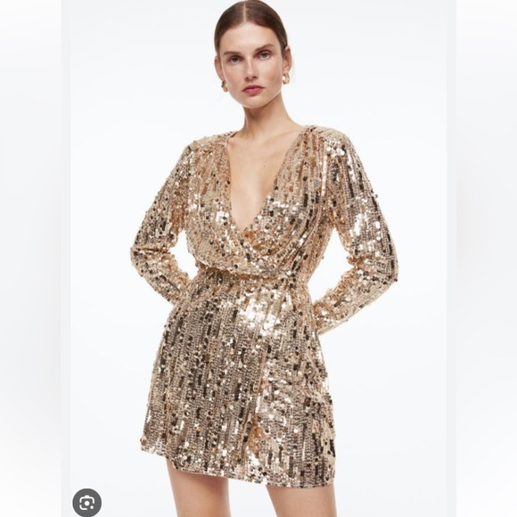 H&M Wrap Gold Sequin Dress - Picture 9 of 9